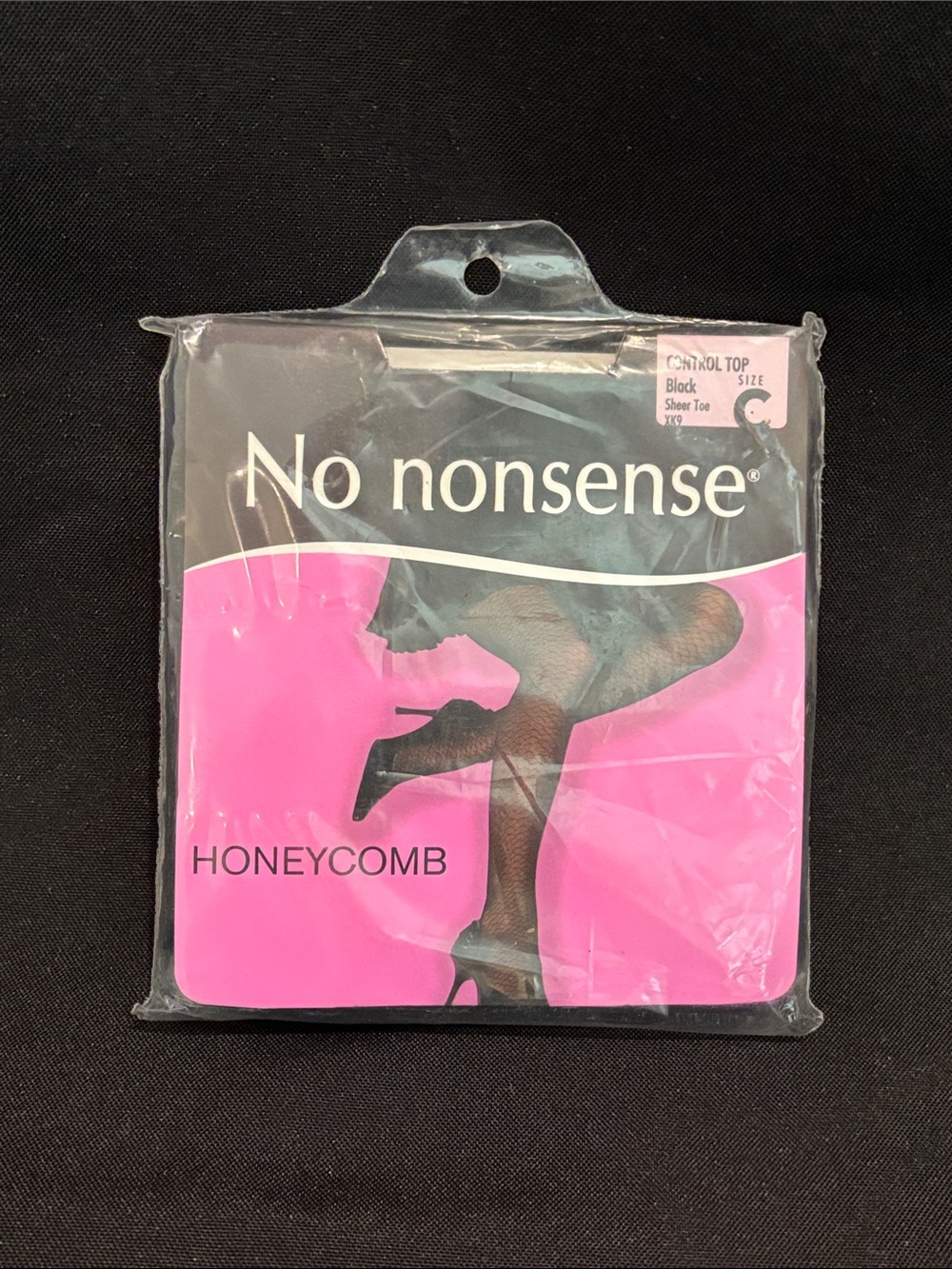 No Nonsense Black Honeycomb No Nonsense Honeycomb Control Top Pantyhose Size C